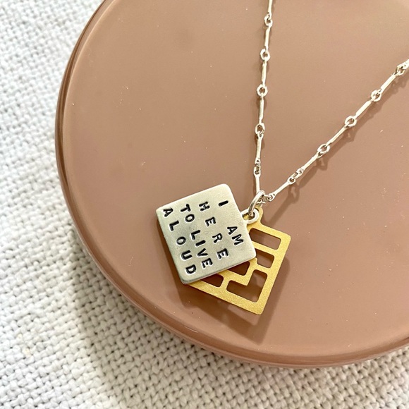 Kathy Bransfield Jewelry - Kathy Bransfield 925 Sterling Silver I am Here to Live Aloud Overlay Necklace